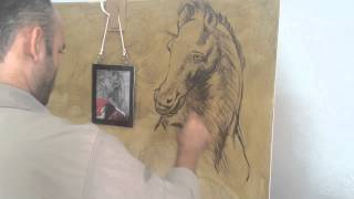 Omar Ortiz pintando la obra los caballos de Da Vinci Hiperrealismo Hyperrealism oil paint [upl. by Corneille]