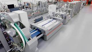 BOBST MASTERFOLD 75110 foldergluer with EASYFEEDERBATCH INVERTER 4 and CARTONPACK 4 [upl. by Assital]