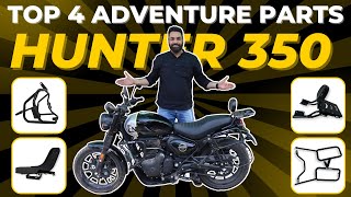 Top 4 Adventure Parts for Royal Enfield Hunter 350  Crash Guard Backrest  Sans Classic Parts [upl. by Auberon]