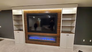 Custom Built In Entertainment Center 75quot TV With Fireplace Start to Finish [upl. by Nodnol]