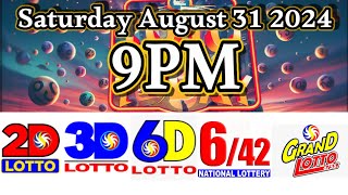 Today PCSO 9pm Lotto Results Saturday 31 August 2024 [upl. by Kape]