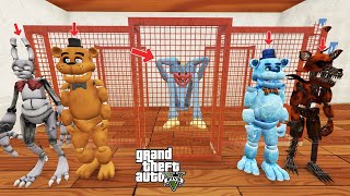 FİVE NİGHT AT FREDDYS HUGGY WUGGYİ KAFESE KOYDU Poppy Playtime Mod  GTA 5 [upl. by Daniels]