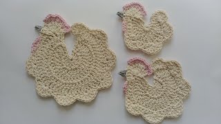 Serwetka wielkanocna na szydełku ze sznurka bawełnianego Serwetka kura Napkin chicken crochet 5 [upl. by Lenoil729]