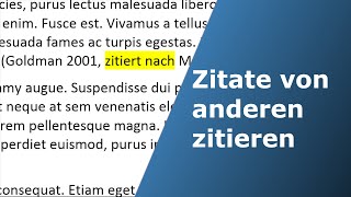 Sekundärzitat etwas zitieren das selbst ein Zitat ist [upl. by Noreh]