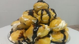 Cómo hacer profiteroles con chocolate  MUY FACIL [upl. by Ayikaz]