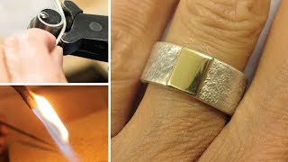 Anfertigung eines retikulierten Silberringes mit Goldblech  how to make a reticulated silver ring [upl. by Ynohtona]