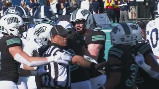 Ohio player EJECTED for contact with official in large scuffle vs Georgia Southern  ESPN College F [upl. by Nido]