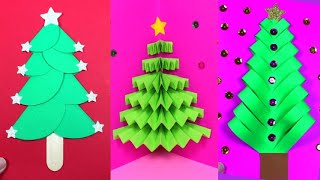 3 Easy Ways Paper Christmas Cards  Christmas Tree Paper Craft [upl. by Ailil414]