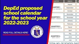 Proposed DEPED School Calendar for SY 20222023 [upl. by Wanyen]