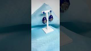 Large blue crystal drop earrings and marcasite pear teardrop [upl. by Sosna247]