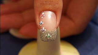 Nail art with half pearls and glitterpowder in silver [upl. by Amar]