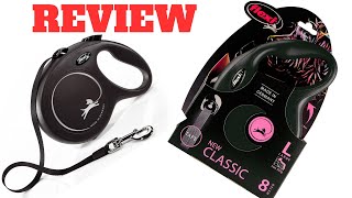 Flexi 8 Metre Classic Tape Retractable Dog Lead Black  Review and Dog Walk  Walking a Husky [upl. by Varien]