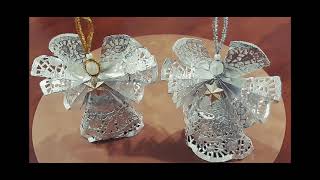 DIY Christmas ornaments Paper Doily angel for Christmas decoration [upl. by Syah]