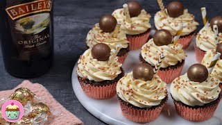 Baileys Irish Cream Chocolate Cupcakes with chocolate Truffles Best Cupcake Recipe [upl. by Wordoow]