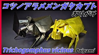 コツノアラメメンガタカブトおりがみTrichogomphus vicinus Origami幸野·阿拉米·孟加塔·卡布托折纸요령 노아 색상 멘가타카부토 종이 접기 [upl. by Attela]