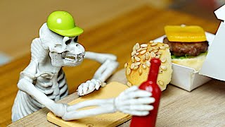 Inside The Burger Vending Machine  Stop Motion Cooking [upl. by Nedyaj]