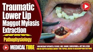 Traumatic Lower Lip Maggot Myiasis Extraction  Pathophysiology 2024  InDepth Analysis [upl. by Francine]