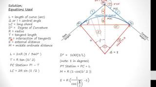 Horizontal Curve Calcs Circular Curve Elements 1 [upl. by Welsh594]