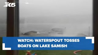 Watch Waterspout tosses boats on Lake Samish near Bellingham [upl. by Ahcsatan326]