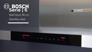 Bosch Series 6 Wall Hood 90cm DWB98JQ50B [upl. by Hannahsohs]