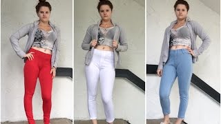 TRY ON HAUL High Waist JeansJeggings [upl. by Sekoorb552]