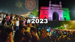 31st December Night 🔥 NEW YEAR CELEBRATION 2023 IN GETWAY OF INDIA AND MARINE DRIVE in Mumbai🥂 [upl. by Lladnew549]