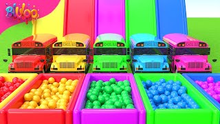 The Wheels on The Bus Song  Colorful Bus amp SUPRISE EGGS  BluLoo Nursery Rhymes amp Kids Songs [upl. by Yacano886]