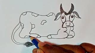 How to draw a cow from 33 number  Easy cow drawing tutorial [upl. by Felic]