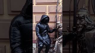 Black leather suits ecoleather hooded down jacket leather trousers boots gloves  respirator [upl. by Yllak]