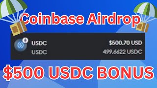 Coinbase Airdrop  Claim 500 USDC Bonus Tutorial [upl. by Darryn368]