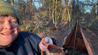 Hungarian Zeltbahn shelter in the woods with the Firebox Gen 2 stove [upl. by Boutis]