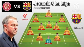 Girona vs Barcelona Line Up 4213 Formations With Pau Victor Jornada 5 La Liga Season 20242025 [upl. by Einaffit]