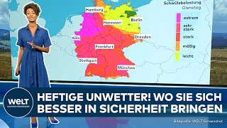 WETTER IN DEUTSCHLAND Überschwemmungen und Sturzfluten erwartet Unwetter und Gewitter im Südwesten [upl. by Yaf925]