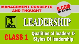 BComBBA Management Concepts amp ThoughtsStyle of leadership Malayalam [upl. by Petronella]