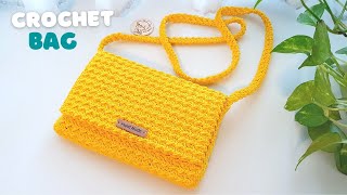 DIY Crochet Mini Sling Bag  Crochet Crossbody Bag with Moss Stitch  ViVi Berry Crochet [upl. by Enilada]