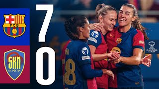 FC BARCELONA 7 vs 0 SKN ST PÖLTEN  UEFA WOMENS CHAMPIONS LEAGUE I HIGHLIGHTS 🔵🔴 [upl. by Namdor]