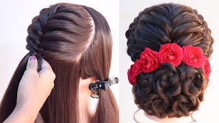 antique juda hairstyle for bridal with real red rose [upl. by Bricker511]