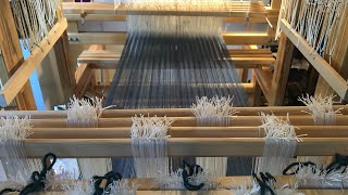 Weaving a Drawloom Project Part 2 Threading the Heddles and Tying On [upl. by Libove]