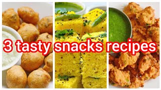 3 tasty snacks recipes for breakfast easy evening tea snacks  instant snacks [upl. by Nalek]