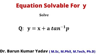 Equation solvable for y in Hindi  first order and higher degree  part 4 [upl. by Ilhsa]