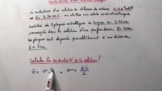 Conductivité dune solution et conductance CHIMIE [upl. by Nagard]