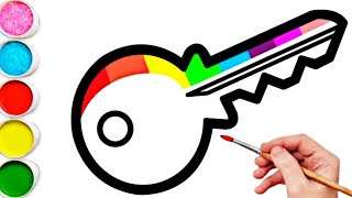 Cute Key Drawing Painting amp Coloring For Kids and Toddlers Kids Art [upl. by Farlee]