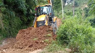 JCB Backhoe MendedDANGEROUS and NARROW HILLY ROAD [upl. by Westlund]