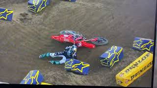 Ken Roczen amp Chase Sexton big Crash at Oakland [upl. by Aneloc882]