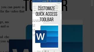 How to Customize Quick Access Toolbar in Word [upl. by Neerod]