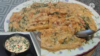 Salmon florentine recipe 🍽 سمك السلمون بصلصة السبانخ اللذيذة🐟السلمون الشهي😋مغربيةبريطانيا [upl. by Lynnea213]