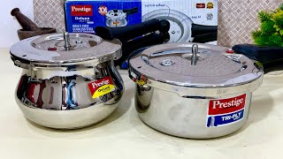 🛍Prestige Dlx Alpha Vs Prestige Triply Pressure cooker Handi Cooker Triply Steel Cookware [upl. by Laen]