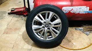 YOKOHAMA BLUEARTHGT AE51 19565R15 amp BRAND NEW ALLOY RIMS INSTALL PRICE KARACHI  TOYOTA AQUA [upl. by Aelanej]