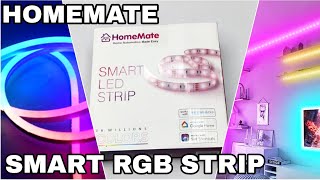 Homemate Smart RGB Strip Light Work With Alexa Google Home Siri Unboxing And Review [upl. by Eimrej]