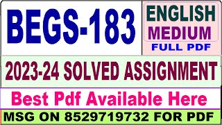 begs 183 solved assignment 202324  begs 183 solved assignment 2024 in English  begs 183 english [upl. by Ardnala]